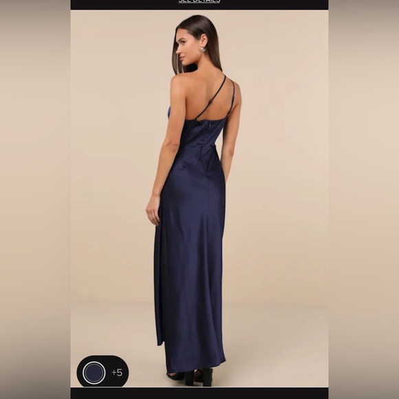 Formal One Shoulder Satin Maxi Dress - XS - Picture 2 of 7